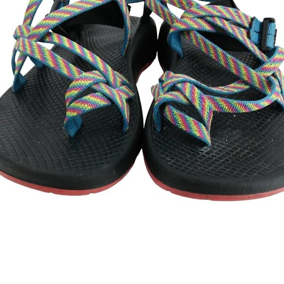 Chaco ZX/2 Rainbow Braided Sandals Size 8 Rainbow Vibram Fiesta Toe Loop Hiking - Picture 10 of 13
